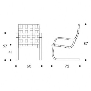 dimensiones Sillón 406 de Artek
