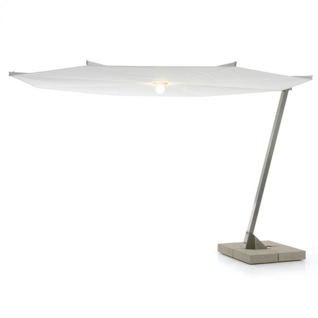 Parasol Kosmos redondo color blanco base de hormigón de Extremis
