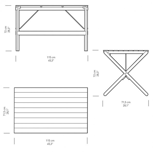Dimensiones Mesa de comedor BM3670 de Carl Hansen. Disponible en Moisés showroom.