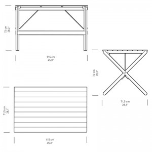 Dimensiones Mesa de comedor BM3670 de Carl Hansen. Disponible en Moisés showroom.