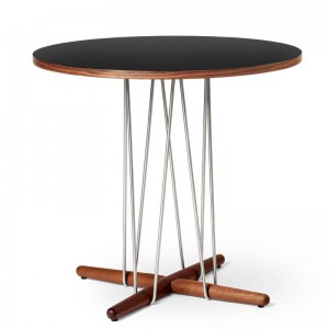 Comprar Mesa embrace E020 en nogal negro con base acero inoxidable de Carl Hansen. Disponible en Moisés showroom