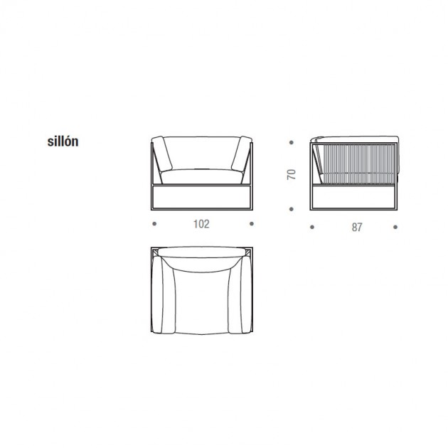 Medidas sillon arpa de MDF Italia en Moises Showroom