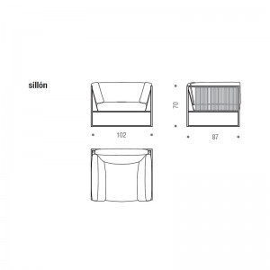 Medidas sillon arpa de MDF Italia en Moises Showroom