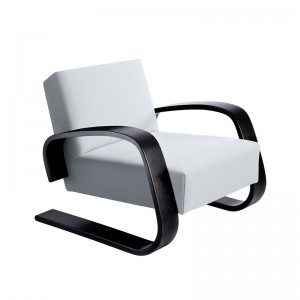 sillón 400 Tank brazo abedul lacado negro Artek