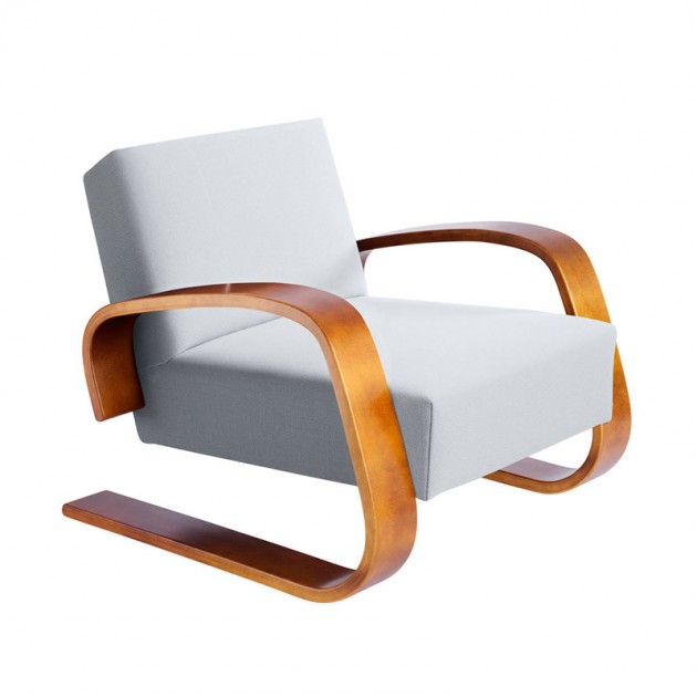 sillón 400 Tank brazo abedul lacado nogal Artek