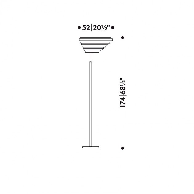 dimensiones lámpara de pie A805 "angel wing" Artek