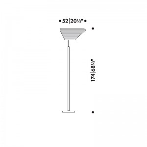 dimensiones lámpara de pie A805 "angel wing" Artek