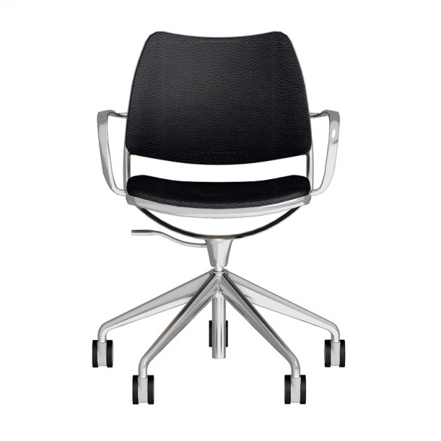 silla Gas giratoria con ruedas cromadas Stua