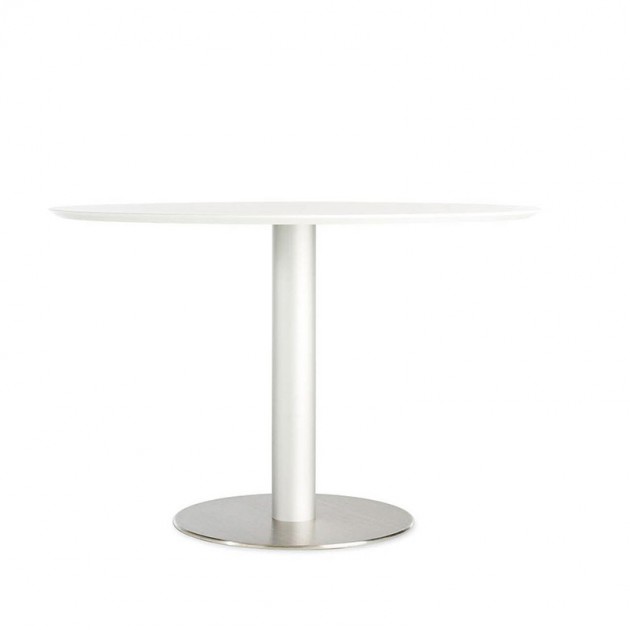 Mesa Zero tapa blanca base cromo