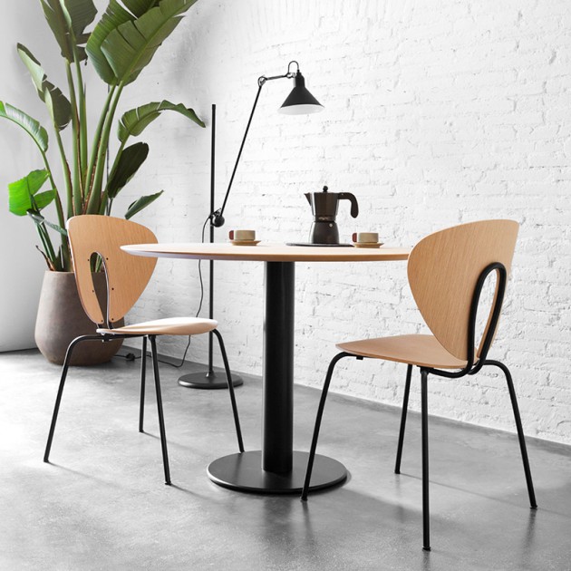 Mesa Zero Stua roble alpi base negra diámetro 90