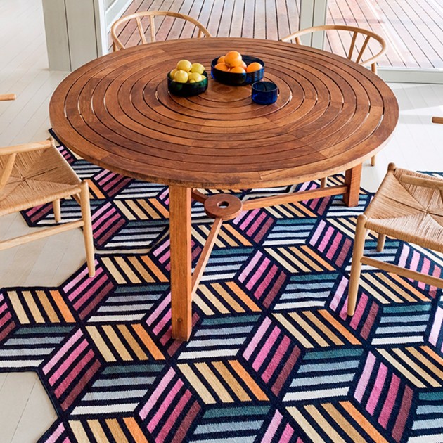 comedor con Parquet Hexagon naranja