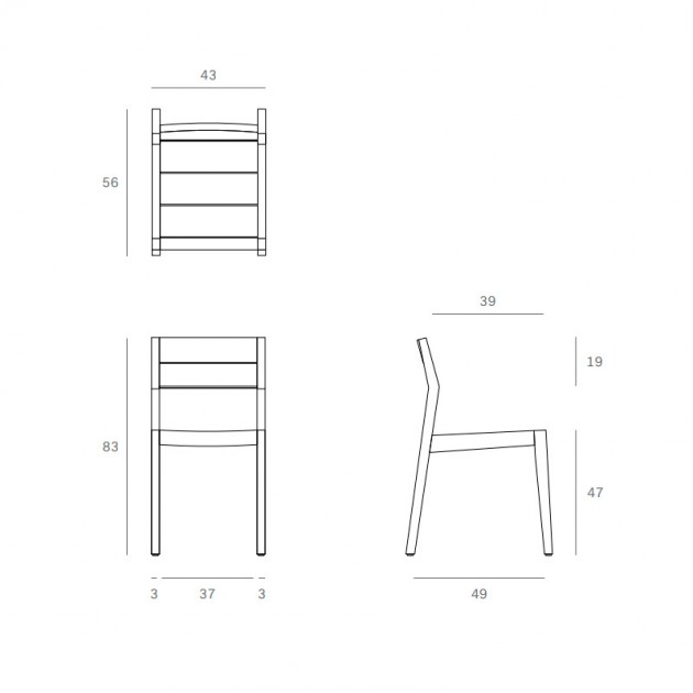 medidas silla EX1 teca Ethnicraft