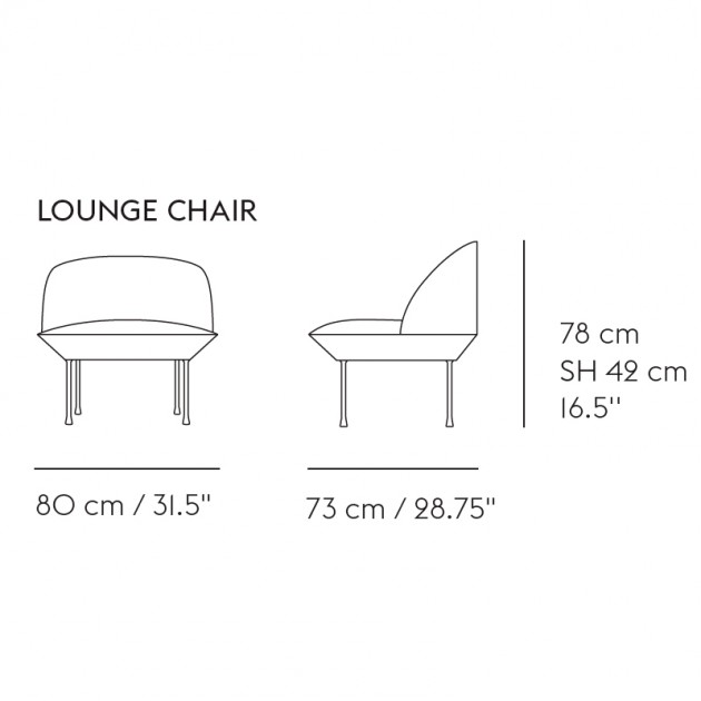 Medidas Oslo Lounge chair de Muuto en Moises Showroom