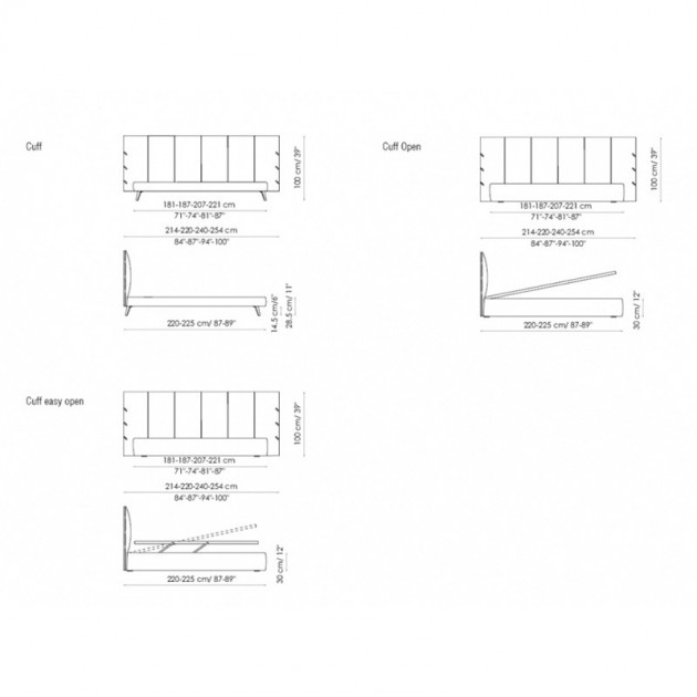 dimensiones cama Cuff Bonaldo