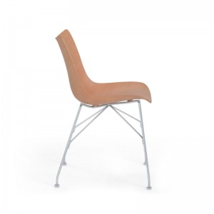 P/Wood Basic Vieener madera clara y patas cromo de Kartell perfil