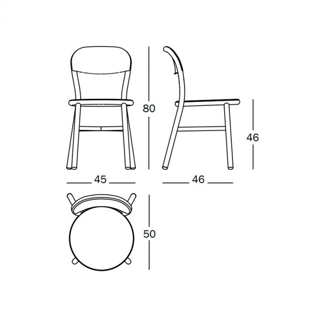 Silla Pipe sin brazos medidas