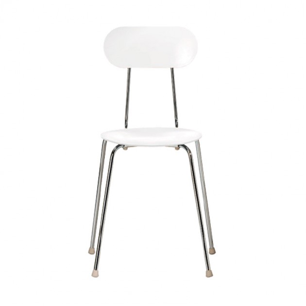 Silla Mariolina bicolor blanco y aluminio de Enzo Mari