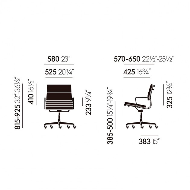 Medidas silla Soft Pad EA 217 de Vitra