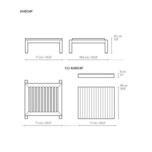 Reposapiés AH604F Carl Hansen medidas reposapiés y colchoneta
