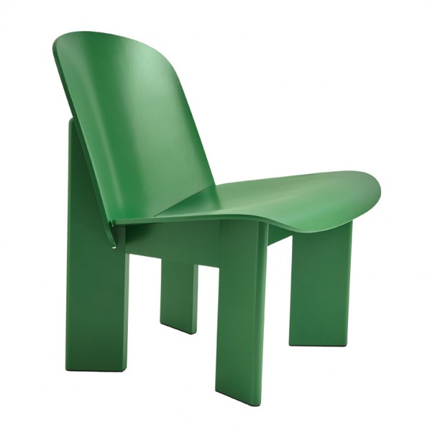 Chisel Lounge Chair madera de haya lacada en color verde Lush de HAY